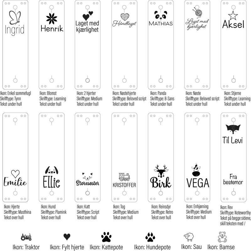 Skinnlapp med egen tekst - rektangel med hull